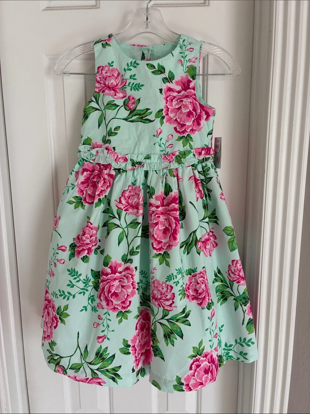 Gymboree Mint Green Dress with Pink Floral Print